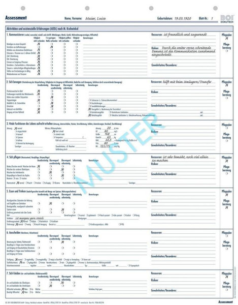 BOI Pflegeanamnese AEDL/Assessment, Krohwinkel, VE: 50 Stück, 9206-00221N