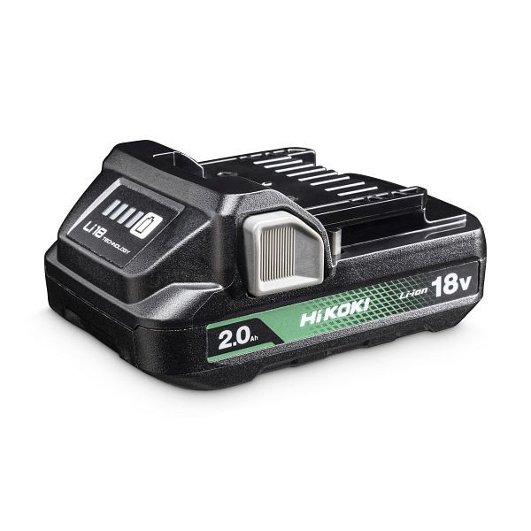 HiKOKI 18V Wechselakku, 18 Volt, 2.0 Ah Compact Slide Akku mit Anzeige, BSL1820M, 377796