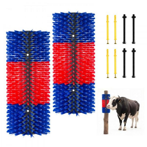 VEVOR Kratzbürste 43x19 cm, 2 Stk. inkl. 8 Schrauben, Massagetool für Pferde, Rinder, Schafe & Schweine, Blau & Rot, SCZNSLH2JZH0ERTN2001V0
