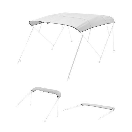 VEVOR Bimini Top Ersatz (4 Bögen), 600D Polyester, wasserdichte Sonnenschutz-Bootsmarkise, inkl. Tasche, 231-244 cm, Hellgrau, 4GCYZYP96919R6420V0