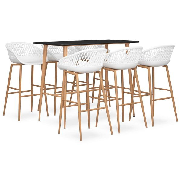vidaXL 7-tlg. Bar-Set Schwarz und Weiß, Top-Qualität, 3057477
