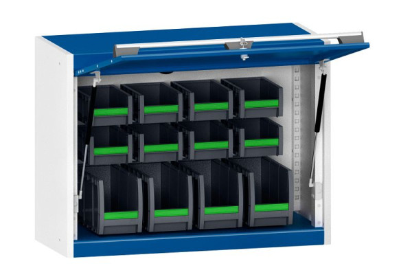 bott cubio Hängeschrank mit Fachboden Rückwand mit perfo Schlitzprägung BxTxH: 800 x 325 x 600 mm, RAL 7035 / RAL 7035, 40031075.16V