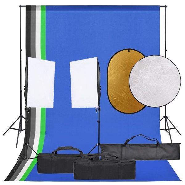 vidaXL Fotostudio-Set mit Beleuchtung, Hintergrund und Reflektor, 3094754