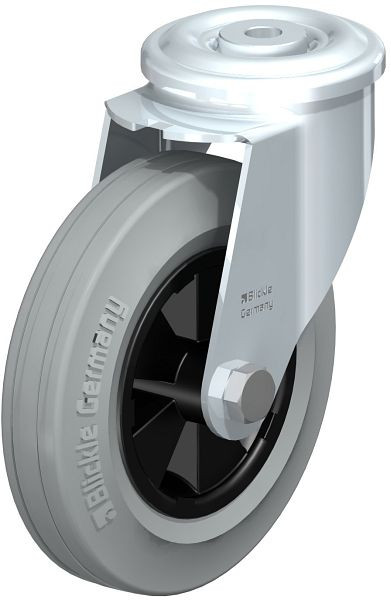 Blickle LER-VPP 160G-SG Stahlblech-Lenkrolle mit Rückenloch, Vollgummi, Grau, 712414