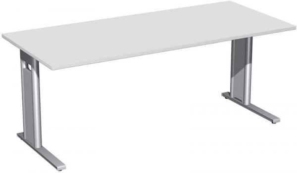 geramöbel Schreibtisch starr, C Fuß Blende optional, 1800x800x720, Lichtgrau/Silber, N-648146-LS