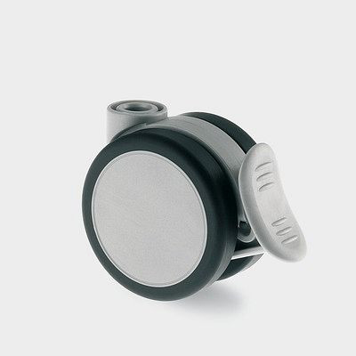 TENTE-ROLLEN Lenkrolle mit Feststeller, Rad-Ø 65 mm, Tragfähigkeit 50 kg, Bauhöhe 68 mm, A 87 Shore, Farbe: ALU, 5925UJI065L51-10 DOM23 ALU