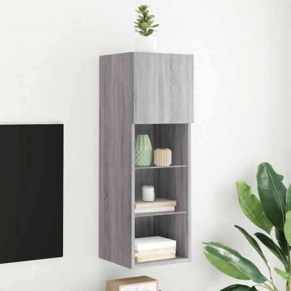 vidaXL TV-Schrank mit LED-Leuchten Grau Sonoma 30,5x30x90 cm, 837011