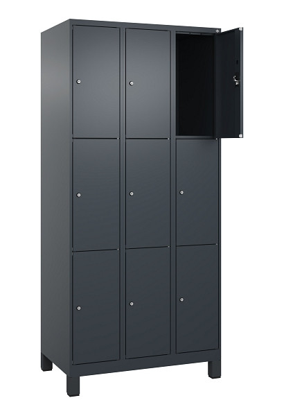 C+P Schließfachschrank Evolo PLUS, mit Füßen, 9 Fächer, 1950x900x500mm, 7016/70, Frontfarbe RAL 7016 Anthrazitgrau, 049010-303 S10016