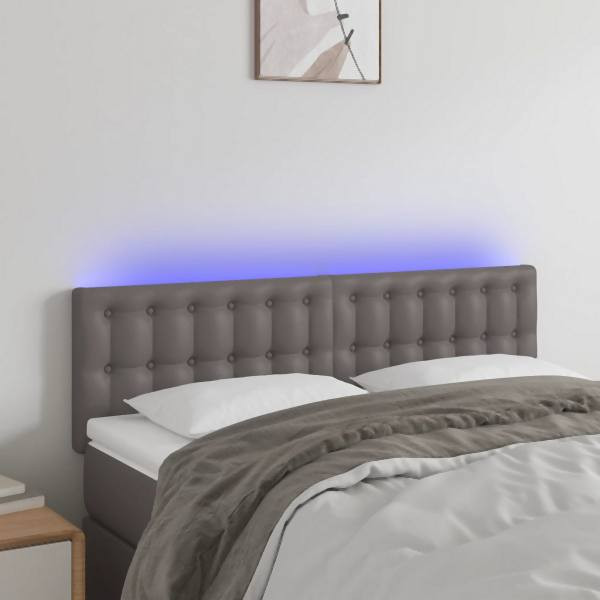 vidaXL LED Kopfteil Grau 144x5x78/88 cm Kunstleder, 3121706