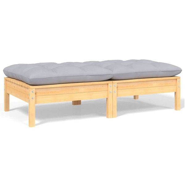 vidaXL Gartensofa 2-Sitzer mit Kissen in Grau Massivholz Kiefer, 806657