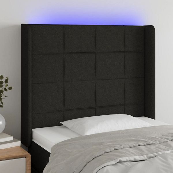 vidaXL LED Kopfteil Schwarz 83x16x118/128 cm Stoff, 3124024