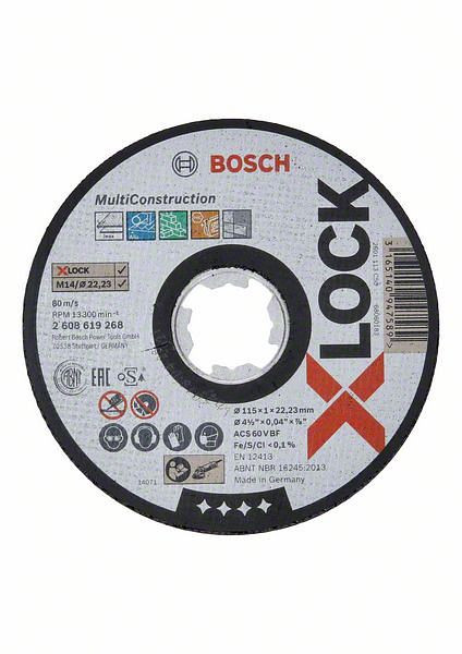 Bosch Trennscheibe X-LOCK gerade Multi Material ACS 60 V BF, 115 x 22,23 x 1 mm, VE: 25 Stück, 2608619268
