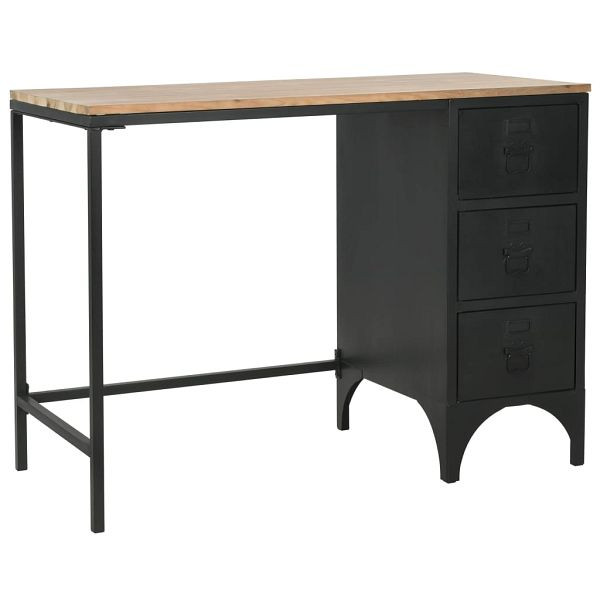vidaXL Einzelsockel Schreibtisch Massivholz und Stahl 100x50x76 cm, 246421