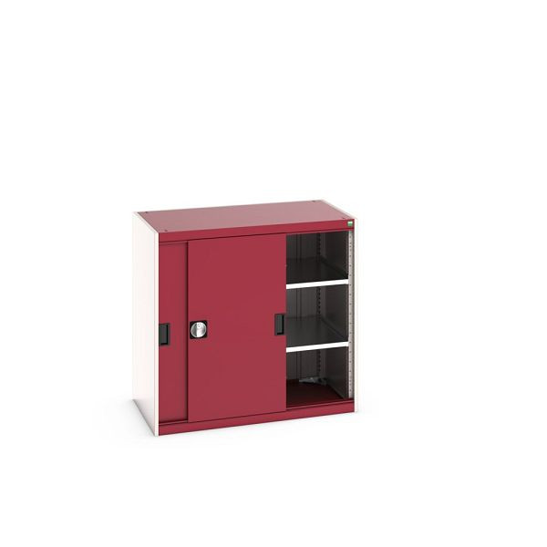 bott cubio Schiebetürenschrank bestückt, mit 2 Fachböden, BxTxH: 1050x650x1000mm, Purpurrot, 40021138.24V