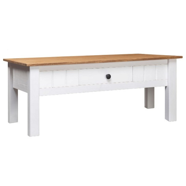 vidaXL Couchtisch Weiß 100x60x45 cm Massivholz Panama-Kiefer, 282684