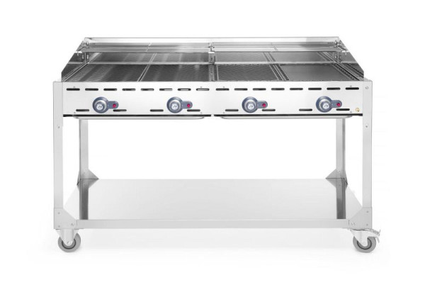 Hendi Grillsystem Green Fire 4 Brenner, LxBxH: 1400x612x825 mm, mit fahrbarem Untergestell, 149614