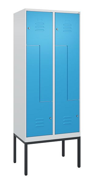 C+P Z-Spind Classic PLUS, Gestell, 4 Abteile, 2120x800x500mm, 7035/5012, Zylinderschlösser, 0800337-224 S10019