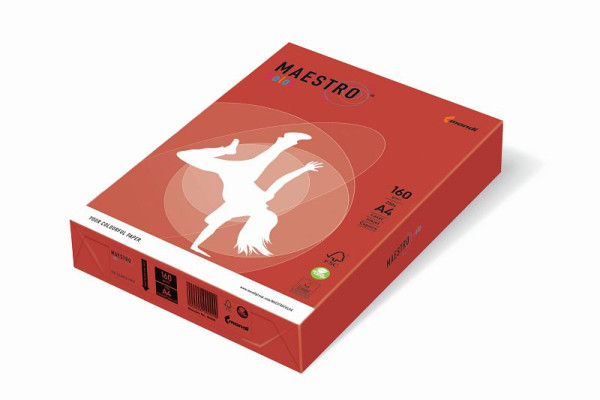 MAESTRO COLOR Kopierpapier MAESTRO® Color Intensiv, A4, 160g/m², 250 Blatt, korallenrot, 9417-CO44A16S