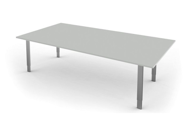 Kerkmann Schreibtisch extragroß / Besprechungstisch mit 4-Bein-Gestell, B 2000 x T 1000 x H 680-820 mm, Form 5, Farbe: lichtgrau, (Montage), 11416311-1