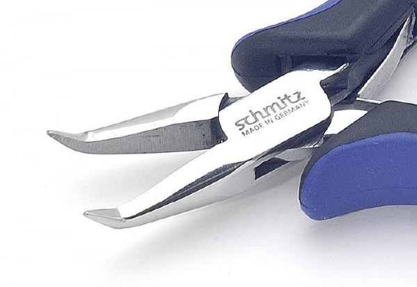 Schmitz Zangen Spitzzange 130mm nahe der Spitze gebogene Greif-Backen mit Verzahnung, 4216HS22