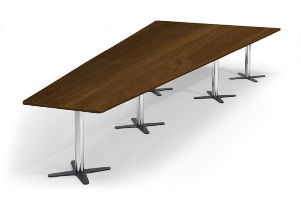 Deskin Konferenztisch DUBLIN, Dekor: Nussdekor dunkel, Gestellfarbe: Verchromt / Anthrazit RAL 7016, BxHxT: 5000 x 735 x 2050 mm, 330317