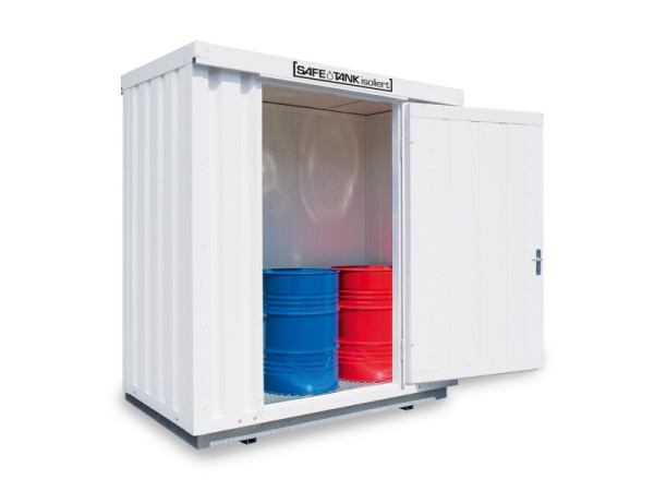 SÄBU SAFE Tank STI 300, isoliert, montiert, Kunststoffbeschichtet RAL 9002, 2.100 x 1.140 x 2.520 mm, F8850800101-F911