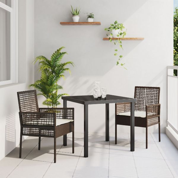 vidaXL Gartenstühle 2 Stück mit Kissen Braun Poly-Rattan, 42003446