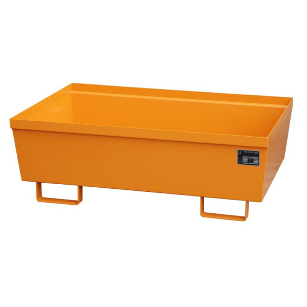 STEIN HGS Auffangwanne AO, 3 mm Stahlblech, stapelbar, 246 Liter, RAL 2000 gelborange, Gesamthöhe 415 mm, lackiert, 79184.0007