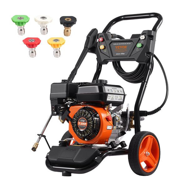VEVOR Benzin Hochdruckreiniger 3950PSI, 10L/min 2,6GPM mit 5 Düsensatz für Autos, RYGYQXJTBLS1HKY35V0
