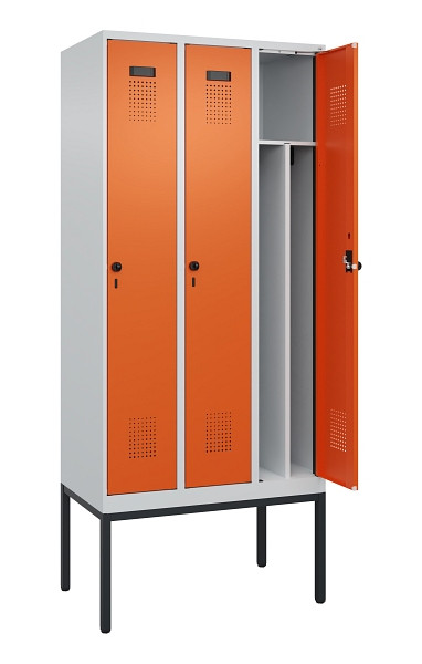C+P Spind Evolo PLUS, Gestell, 3 Abteile, 2120x900x500mm, 7035/2004, Verschluss Drehriegel, 0490307-30F S10002
