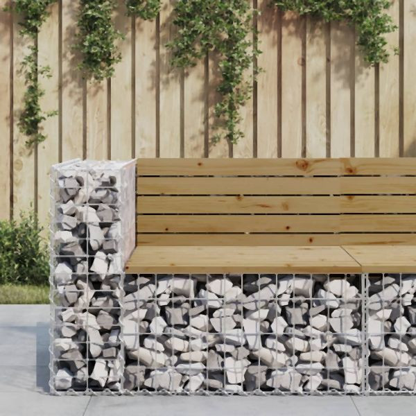 vidaXL Gartenbank aus Gabionen 92x71x65,5 cm Kiefernholz Imprägniert, 834382