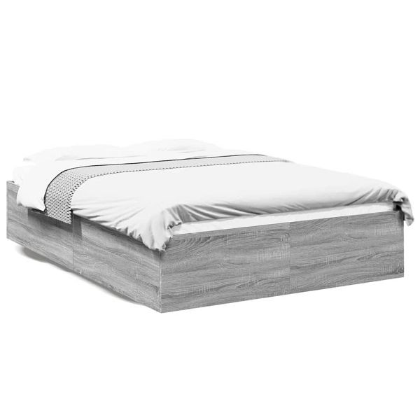 vidaXL Bettgestell Grau Sonoma 150x200 cm Holzwerkstoff, 3281012