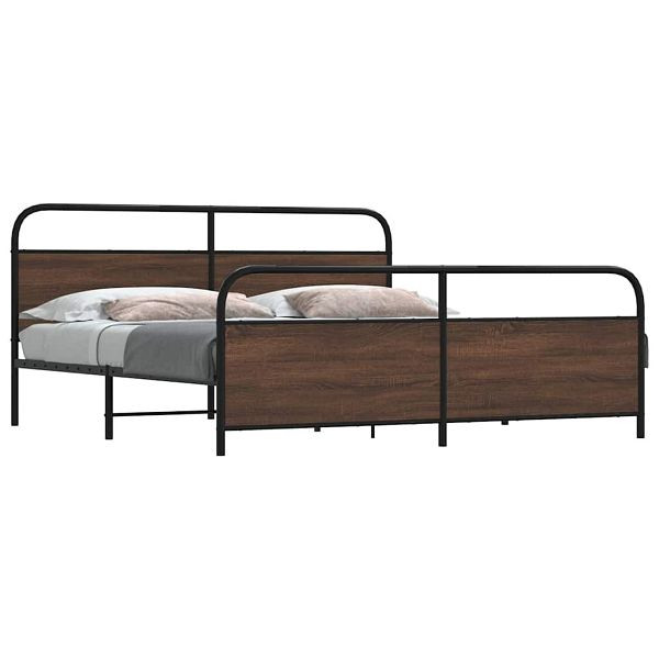 vidaXL Metallbett ohne Matratze Braun Eichen-Optik 183x213 cm, 3318666