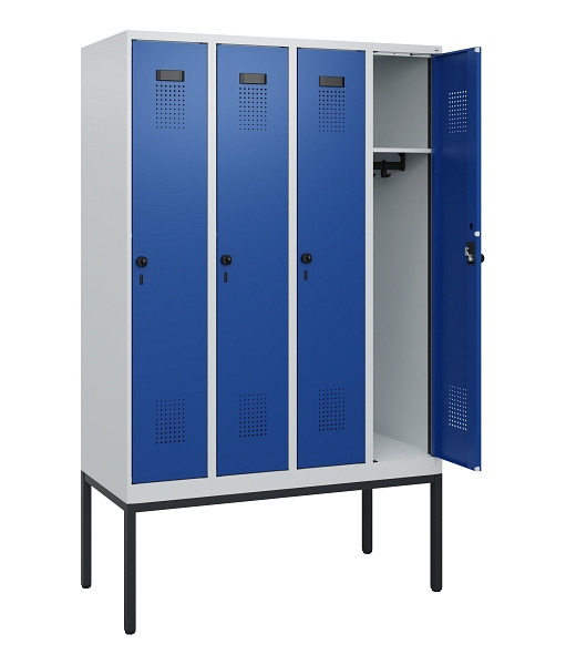 C+P Spind Evolo PLUS, Gestell, 4 Abteile, 1950x1200x500mm, 7035/5010, Drehriegel, 0490305-40 S10006