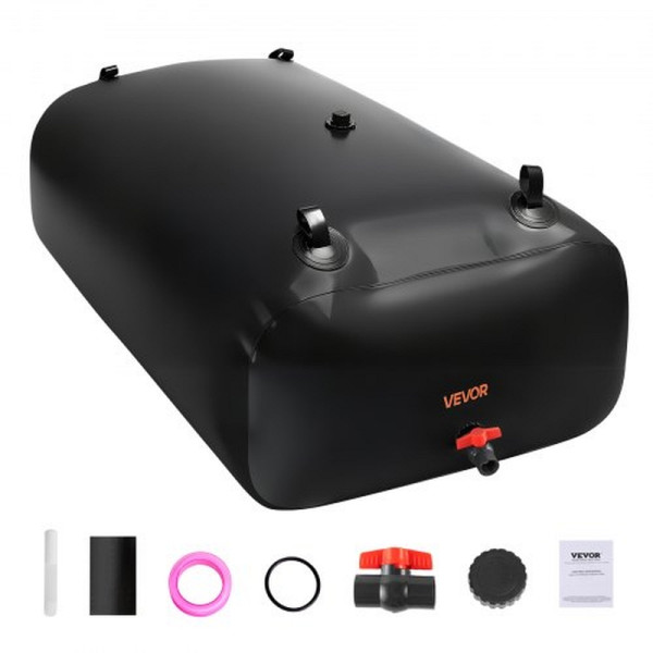 VEVOR 540L Wasserblasen-Aufbewahrungsbehälter, 1000D PVC, 1,2mm, faltbar, für Garten, Camping, Notfall – Schwarz, CSDHSPVCB540DZKSQ002V0