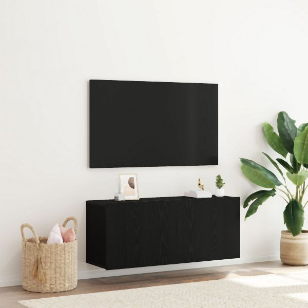 vidaXL TV-Wandregal Schwarz Eiche 100x30x41 cm Spanplatte, 863084