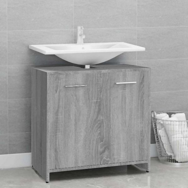 vidaXL Badezimmerschrank Grau Sonoma 60x33x60 cm Holzwerkstoff, 815526