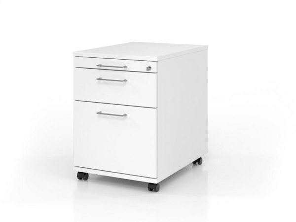 Hammerbacher Rollcontainer AC20 BS, 58er Tiefe, Korpus: Weiß / Front: Weiß, 42,8 x 58 x 59 cm, 1/3/6 HE, VAC20/W/W/BS