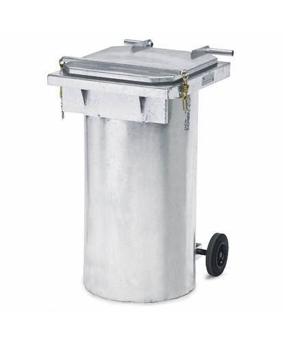 DENIOS Feststoff-Behälter, verzinkt, mit integriertem Fahrgestell, 200 Liter Volumen, 117967