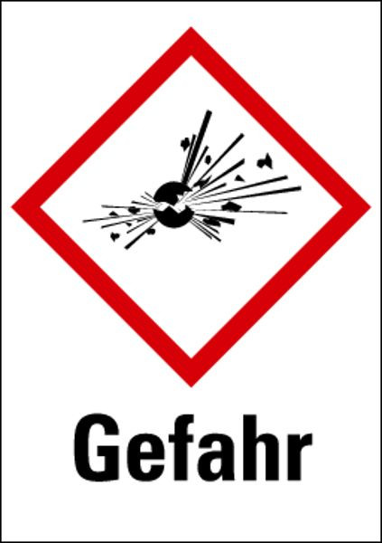Schilder Klar Gefahrstoffkennzeichnung Gefahr Explosionsgefährlich, auf Bogen à 16 Stück, 20x29 mm Folie selbstklebend, 470/67