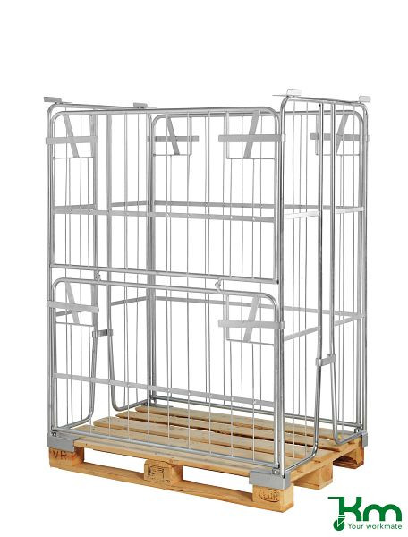 Kongamek Palettencontainer, 1200 x 800 x 1500 mm, Tür auf der 1200 mm Seite, KM901500