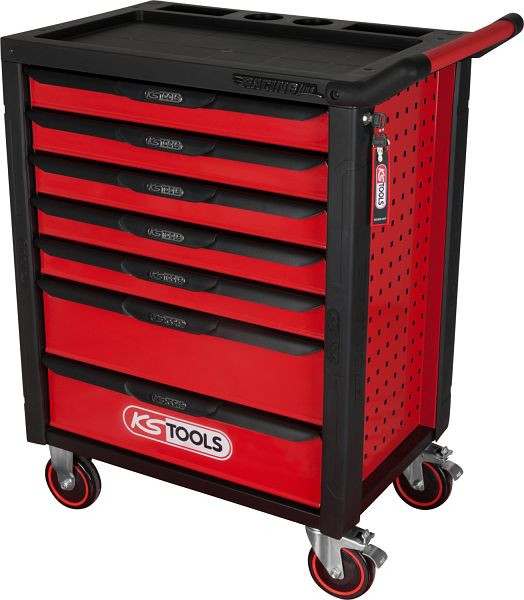 KS Tools RACINGline SCHWARZ/ROT Werkstattwagen mit 7 Schubladen, 826.0007
