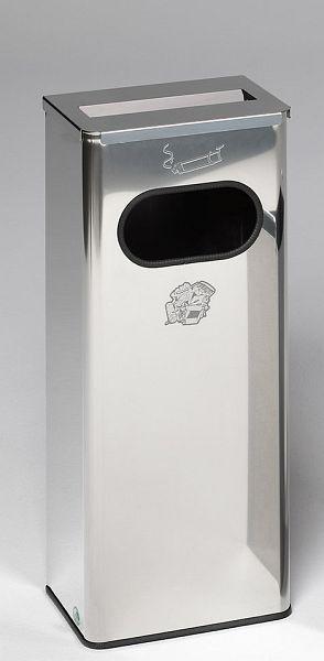 VAR Ascher/Abfallsammler 32 Liter, Ascher und Abdeckung Edelstahl, poliert, Edelstahl, poliert, 28738