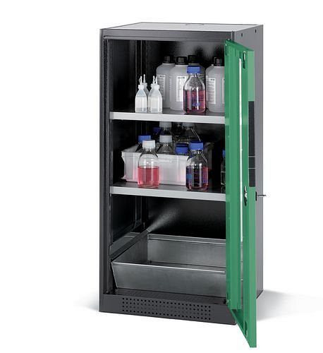 asecos Chemikalienschrank Systema CS-52RG, Korpus anthrazit, grün, 2 Einlegeböden und Bodenwanne, 202634