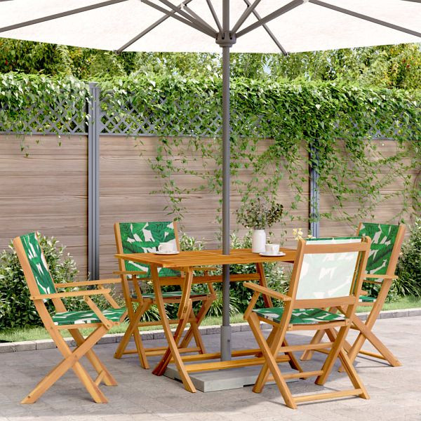 vidaXL Gartenstühle 4 Stück Klappbar Grün Stoff und Massivholz, 3214586