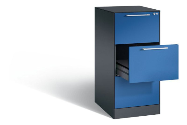 C+P Karteischrank Asisto, H1010xB440xT600mm, Farbe: Schwarzgrau / Enzianblau, Bügelgriff, 146245-321 S10020