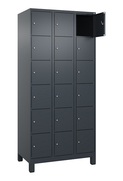 C+P Schließfachschrank Evolo PLUS, mit Füßen, 18 Fächer, 1950x900x500mm, 7016/7, Frontfarbe RAL 7016 Anthrazitgrau, 049010-306 S10016