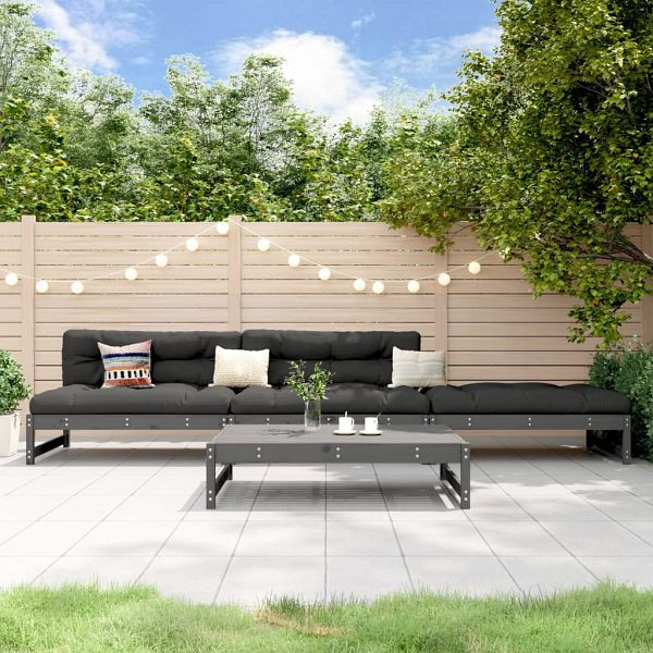 vidaXL 4-teilig Garten-Lounge-Set Grau Massivholz Kiefer, 3186594