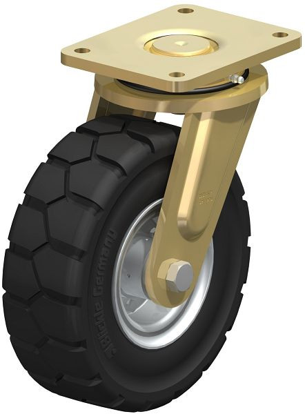 Blickle LS-VLE 257K Stahlgeschweißte Schwerlast-Lenkrolle, schwere Drehkranz-Ausführung, Super-Elastik-Vollgummi, Schwarz, 647396