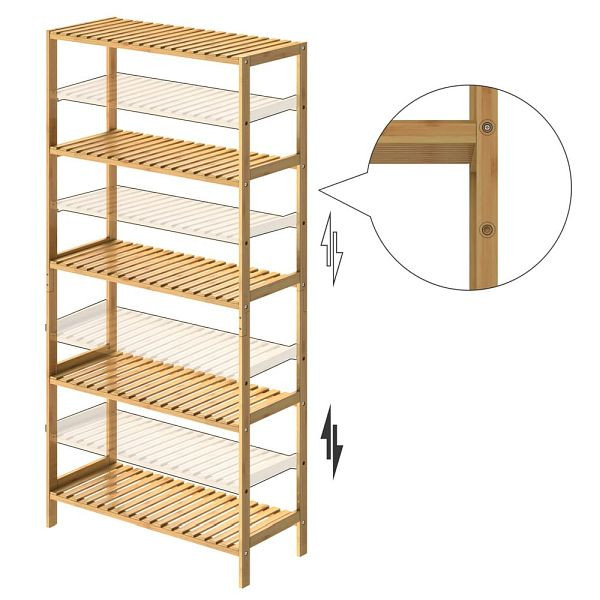 casaria Standregal Badregal Bambus 130x60x26cm Ablagen höhenverstellbar, 107930